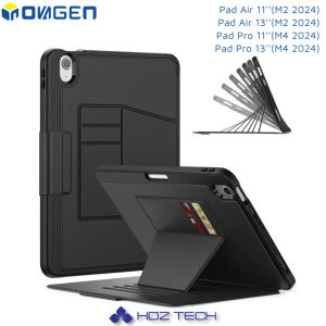 INOVAGEN เคสตั้งแท็ปเลตพร้อมกระเป๋าเก็บบัตรสำหรับแผ่นแอร์6 M2 Pro 11 Pro 13 M4 2024พร้อมช่องเสียบปากกามุมมองที่หลากหลายกันกระแทกแบบทหารฝาครอบแผ่นทนทาน