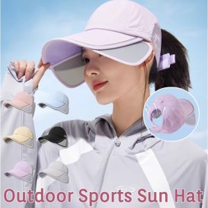 Summer Sun Hat UV Protection Wide Brim Lightweight Breathable Outdoor Adjustable Empty Top Ponytail Cap