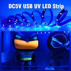 Hunta DC 5V USB Cuttable UV Light Strip Flexible 2835 UV LED Light Strip Indoor Wall Atmosphere Decoration Light Strip 可裁剪USBUV灯带