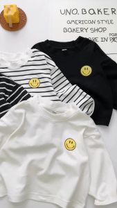 Áo Thun Cho Bé Áo Dài tay Mặt Cười Chất Cotton Zip Cho Bé Trai Bé Gái 8-27kg