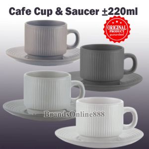 6+6 PC Cup & Saucer 220ml Nordic Color Hot/Cold Beverage Coffee Cafetaria Set LZ8816