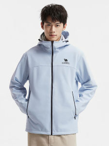 Camel mens outdoor softshell fleece jacket water-repellent anti-static windproof jacket