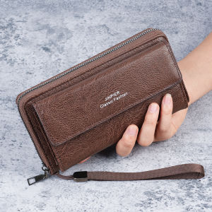 Cross-border mens wallet PU material multi-card slots casual long wallet new style large capacity hand-held bag mobile p