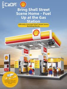 CaDA | Shell Gas Station Styled Large City Building Set Small Bricks