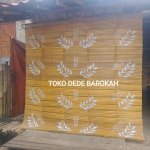 tirai bambu gulung penutup teras / kerey gulung warna hitam motip daun / wide bambu gulung buat depan rumah / kerey outdoor other