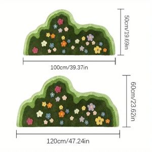 VIKAMA Soft Moss Flower Floor Mat for Living Room Bedroom Bedside Childrens Room Moving House Gift Home Decoration