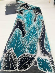 African Sequins Velvet Lace Fabric Nigerian French Beaded Lace Fabrics For Sewing 2026 High Quality Wedding Party Dress 5 Yards