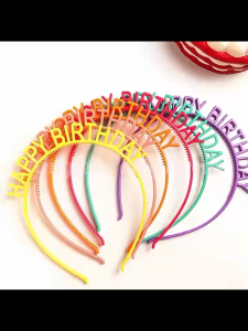 Happy Birthday Hat Headband Candy Color Plastic Letter Headband for Girls Photo Props Birthday Party Headdress Accessory