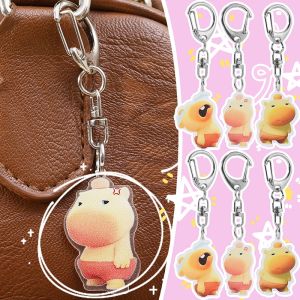 3Pcs Capybara Lulu Angry Acrylic Keychain Pendants Cute Emoji Cry Pendant Student Gift School Bag Pendant Key Chains Gifts