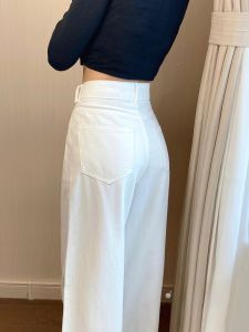 High Waist Wide Leg Jeans Womens Loose Fit Floor Length White Denim Pants Autumn Season Versatile Slimming Trousers
