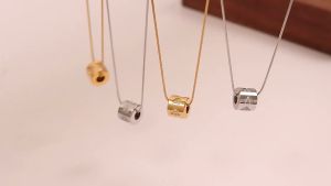 Reverie Paris Cylindrical Hollow Necklace Zircon Couple Fashion Accessories For Women Men Christmas Birthday Gift