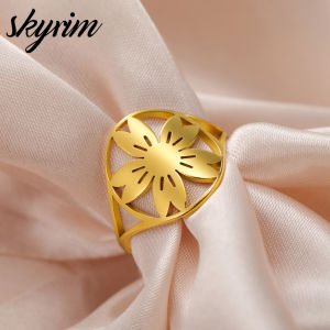SKYRIM Elegant Womens Ring Cherry Blossom Design Minimalist Fashion Jewelry Waterproof