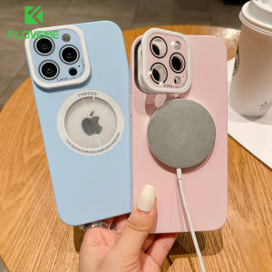 FLOVEME With Folding Lens Stand Holder Phone Case For iphone 14 13 12 Pro Max 14 Plus Logo Hole Wireless Charging Skin Feeling Hard PC Back Cover For iphone 14 13 12
