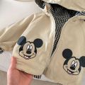 Chuột Mickey Tập Đi Trẻ Em 2 Mặt Có Mũ Kẻ Sọc Mùa Xuân, Mùa Thu Unisex Bé Trai Bé Gái Áo Khoác Ngoài Dây Kéo Đóng Cửa. 