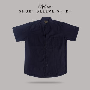 Mallevic MLV 521 - Kemeja Hitam Polos Lengan Pendek Pria