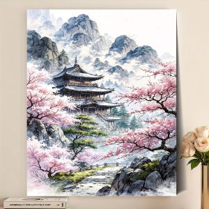 Oil Painting By Numbers Japanese-style Ancient DIY Number Drawing Canvas Pictures By Numbers Home Decor Large Size