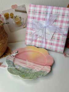 Romantic Sunset and Seagulls Lace Ceramic Plates