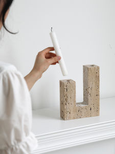 Nordic Style Natural Cave Stone Candle Holder Creative Home Decoration Sample Room Restaurant Decorative Accessories