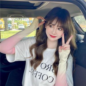 กาวิโล่งแขนกันแดดแบบผ้าไหมน้ำแข็งสำหรับขี่จักรยานและขับรถ กาวิโล่งแขนกันแดดแบบระบายอากาศได้ดีสำหรับฤดูร้อน แขนกันแดดแบบปรับระดับสีสำหรับผู้ชายและผู้หญิง