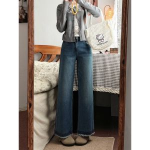 กางเกงยีนส์ทรงขาตรงเอวสูงสำหรับผู้หญิงไซส์ใหญ่ ทรงสตรีท ทรงเข้ารูป ทรงขาบาน ทรงขาบาน ทรงยาวปานกลาง ทรงตรง ทรงลำลอง