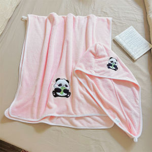New Cartoon Panda Thickened Bath Towel Quick Dry Bath Wrap for Women Non-Shedding High Absorbency Home Use Polyester Fiber