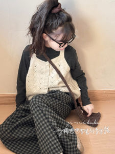 Girls Knitted Vest Autumn Wear 2025 New Style Childrens Outerwear Big Kids Early Autumn Outfit Korean Version Cotton Polyester