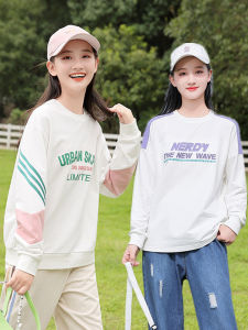 Girls Long Sleeve Fleece Lined T-Shirt Loose Base Layer Shirt High School Students Spring Autumn Winter Fashion Breathable Cotton