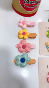 Jepit rambut bebek bunga besar isi 6 pasang/12 pcs