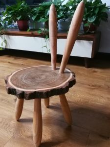 Creative Wooden Bench Kids Cute Stool Solid Wood Shoes Changing Low Stool Cartoon Rabbit Stool Rabbit Year Doll Decoration