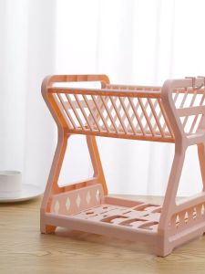 Rak Piring 2 Susun Plastik Tempat Pengering Piring Mangkok Gelas