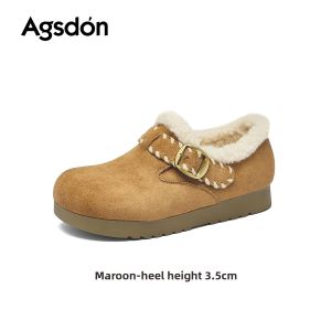 Agsdon | Womens Fleece-Lined Full-Coverage Slip-On Thick Sole Winter Clogs