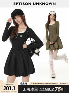 EPTISON Vintage Style Long Sleeve Dress Womens Floral Print Slim Fit Short Skirt Spring Summer New Arrival Cotton Knitted