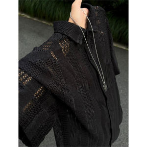 Retro Hollow-out Jacquard Designer Short Sleeve Shirt