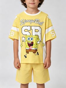 Hot Toys | SpongeBob Pattern Fashionable High Quality Cooler Men Women Tee Adults Children Boy Gril Top Kids Parent Child Quick dry Tshirt