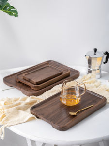 Authentic Wooden Tea Tray Rectangular Shaped Adult Dinnerware Set Rustic Black Walnut Wood Tea Cup And Tea Pot Tray