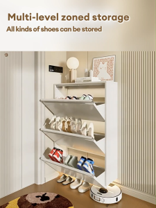 TOAO Steel Shoe Cabinet Wall Mounted Shoe Rack with Cover Space Saver Shoe Storage Cabinet