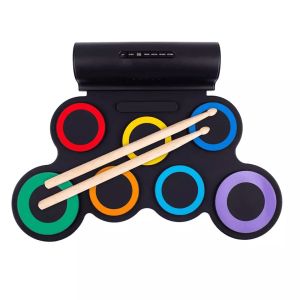 KIDS EDUCATIONAL TOYS: MUSICAL TOYS for Girls Boys: Gift Toys: Drumset Bass Cymbal Musical Instrument Percussion Kit Electric Snare Pad Electronic Drum Set: Silicon and Portable Roll-Up Drums suitable for Kids Toddlers and Baby