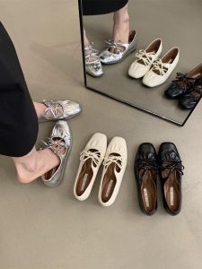 Gold Color Womens Shoes with Increased Inner Heel French Style Soft Fairy Wind Evening Thick Bottom Mary Jane Shoes