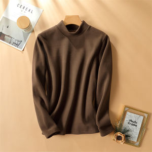 ZISU | Warm Thick Flannel Under Shirt Half-High Collar Long Sleeves