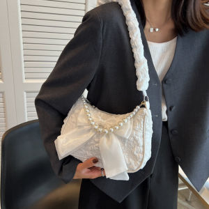This Years Fashion Pearl Underarm Bag Womens New New Fashion Korean Style Cute Wild Bow Shoulder Bag Womens