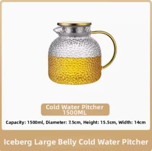 High Borosilicate Glass Cold Water Pitcher Hammered Design Large Capacity