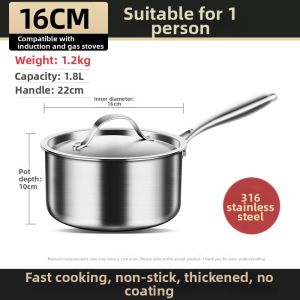 RONGCHUAN | Food Grade Stainless Steel Baby Food Milk Warmer Single Handle Small Pot