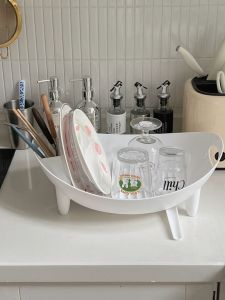 INS Minimalist Multi-Functional For Home Kitchen Bowl Dish Tableware Drain Rack Countertop Commodity Shelf Boat Type Fruit and Vegetable Draining Basket