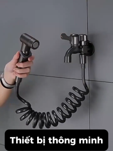 Bộ Vòi Xịt Vệ Sinh 2 Đường Nước Ra Vòi Xịt Cao Cấp Chia 2 Đầu Nước Tiện Lợi Không Gỉ