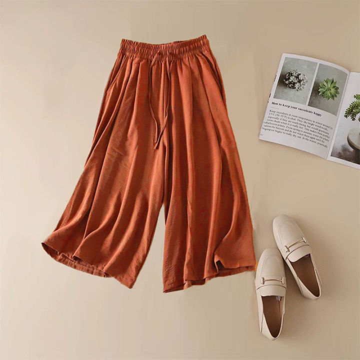 Lightweight%20Ice%20Silk%20Ramie%20High%20Waist%20Straight%20Leg%20Wide%20Leg%20Culottes%20-%20Image%207