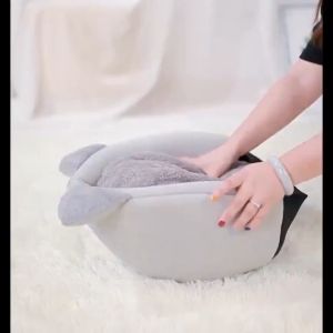 Cartoon Pet Bed Foldable Cat Bed Removable Washable Pet Sleeping Bed for Cat Dog House Tempat Tidur Kucing