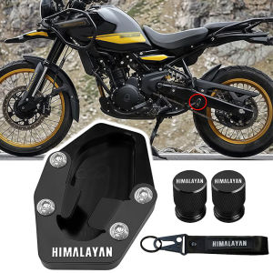 For Himalayan450 Himalayan 450 2024 2025 2026 Motorcycle Side Stand Enlarged Pad Foot Kickstand HIMALAYAN450 Tire Valve Caps