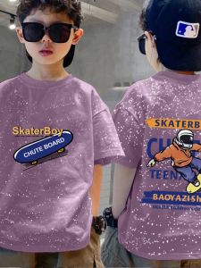 Pure Cotton Short Sleeve Baby T-Shirt Boys Summer Fashion Cool Casual Print Clothing for 9-16 Years Old Students