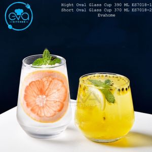 Set 6 Ly Thuỷ Tinh Dáng Oval Glass Cup Gồm 3 Ly Lùn 370 Ml Short Oval Cup ES7018-2 Và 3 Ly Lỡ 390ML Hight Oval Cup ES7018-1