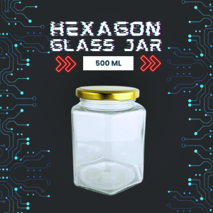 Hexagon Glass Jar 500 mL | Jar Madu | Toples Kaca Segi Enam